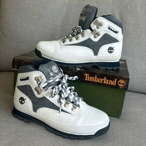 Timberland Euro Hiker boots, white and denim